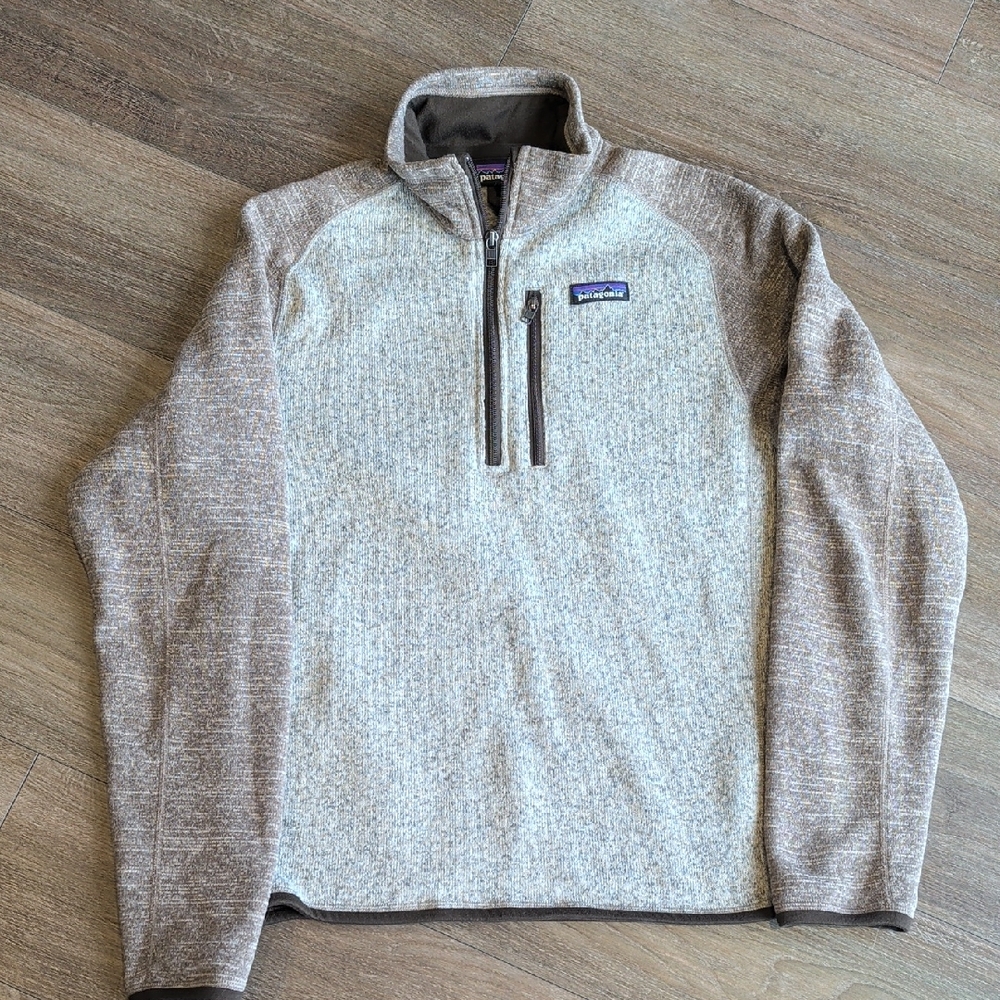 Patagonia Men's Zip-Up Sweater - Light Beige and Tan